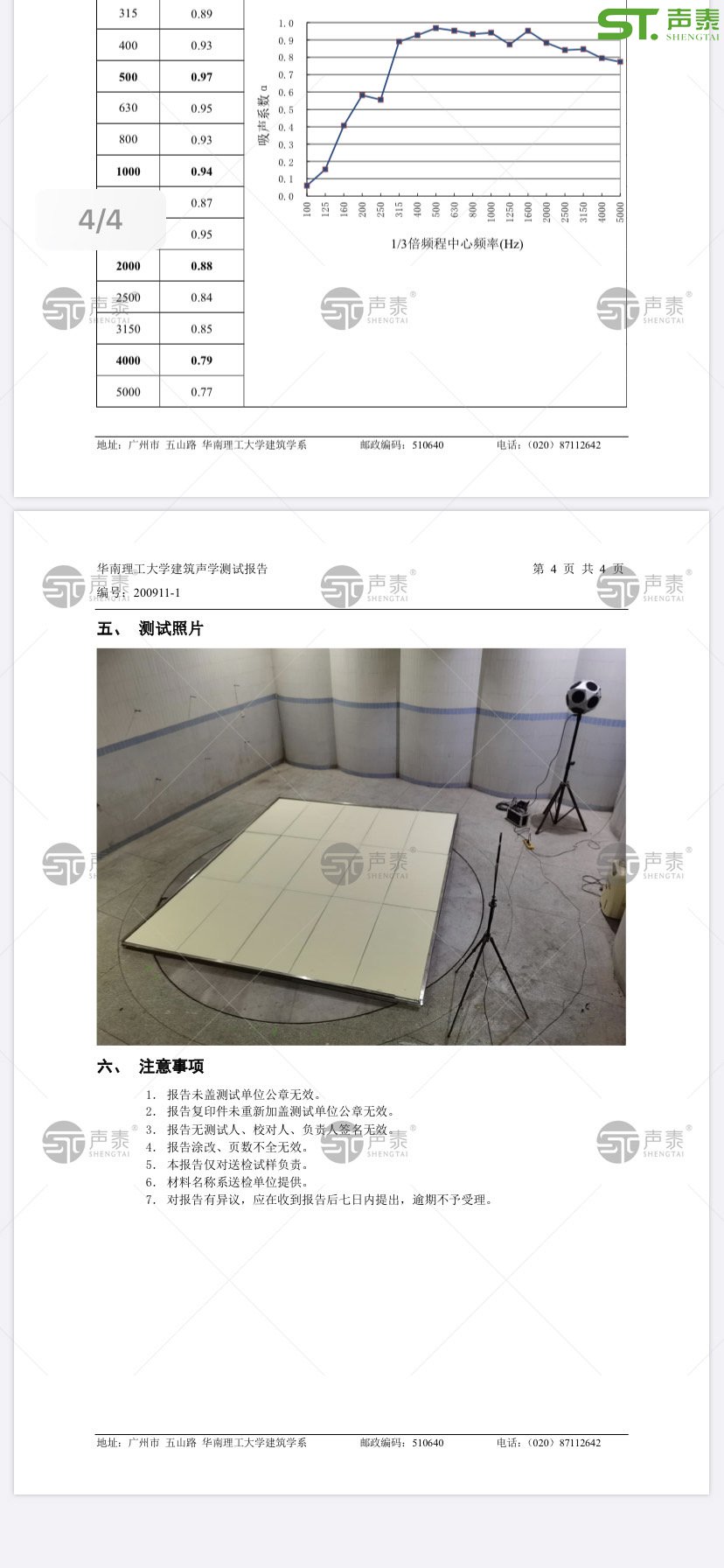 2020最新版,體育館空間吸聲體測試報告(圖3) 2020最新版,體育館空間吸聲體測試報告(圖3)